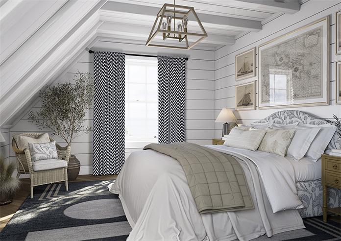 Chevron Stripe, Navy - Made to Measure Curtains - Image 7